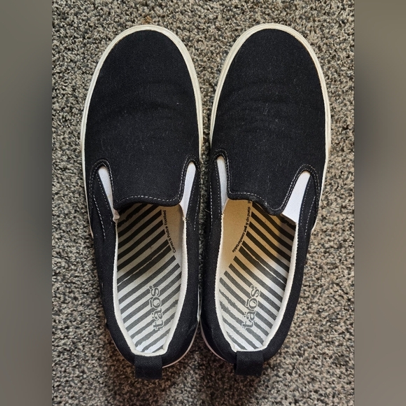 SOLD Taos Rubber Soul slip-on Canvas Black sneakers womens size 10 - Picture 5 of 12